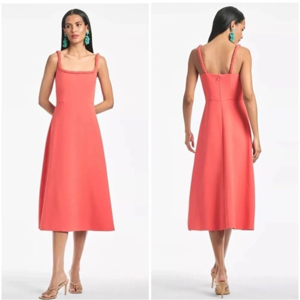 New SACHIN + BABI Size 4 Coral Steph Sleeveless Crepe Midi Dress $450 NWT